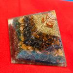 Money magnet orgonite Crystal Pyramid Made With Citrine, Tiger Eye, Hematite & Green Jade